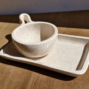 Set de pocillo y charola - BLA