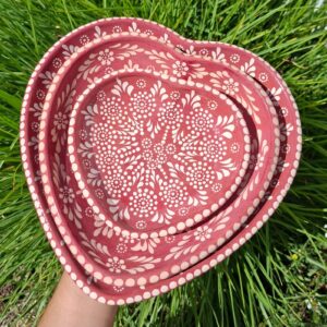 Set de 3 platos de corazón - ROS